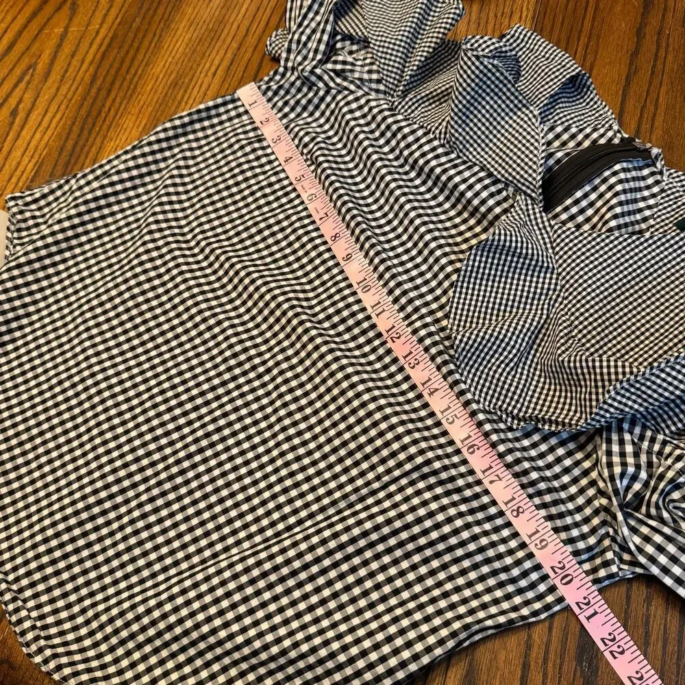 Lauren Ralph Lauren Black & White Gingham Ruffle Cold-Shoulder Blouse - Size L - Picture 8 of 11